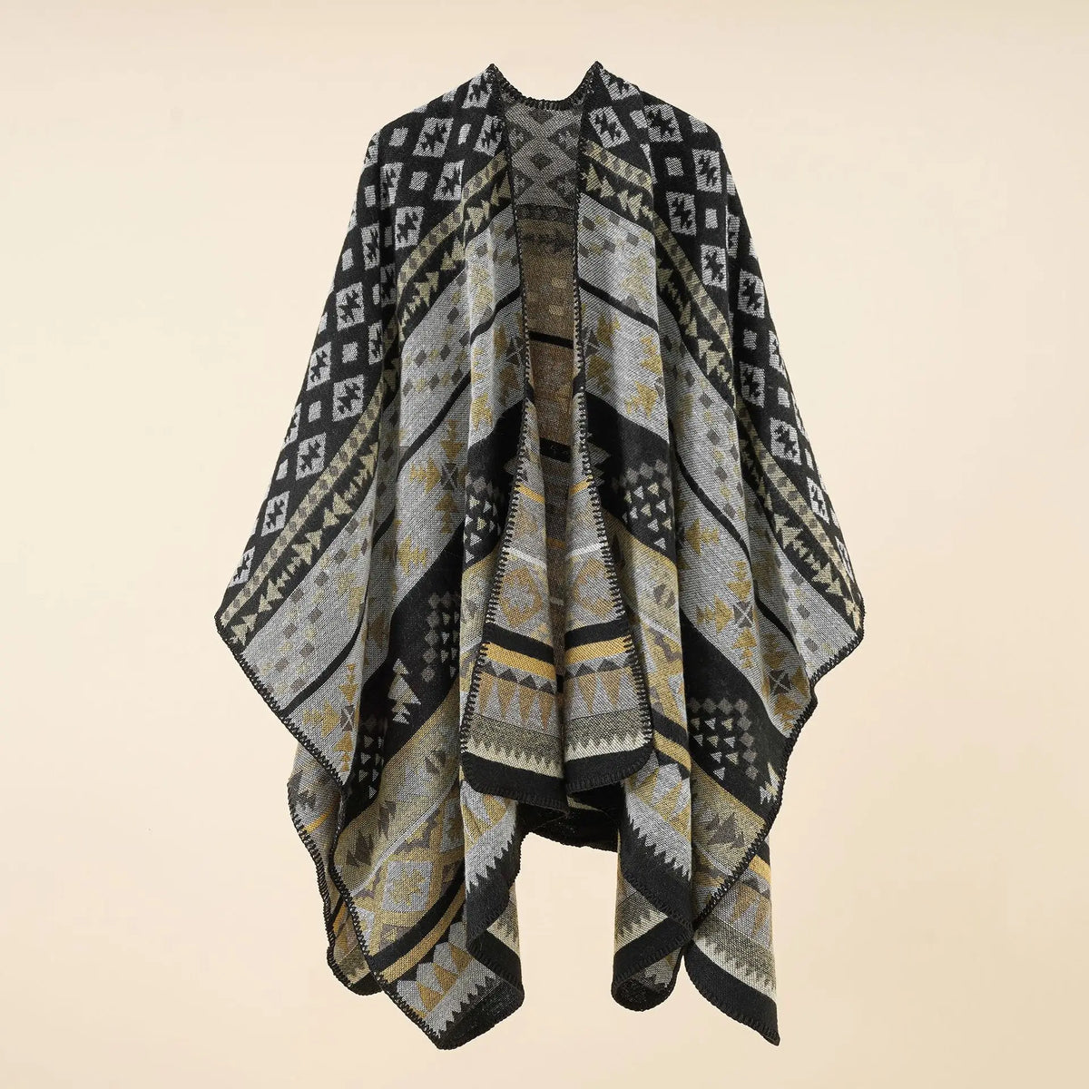 Women's Cashmere-Feel Poncho Wrap - Thick Winter Blanket Scarf - photo 6