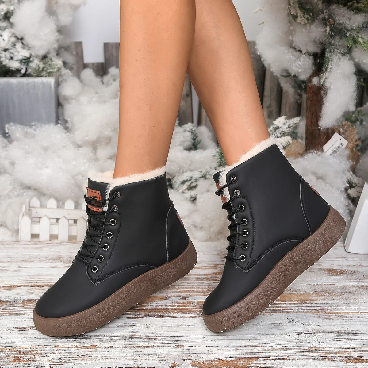 Women's Plush Lined Flat Snow Boots - Anti-Slip Winter Boots - photo 3