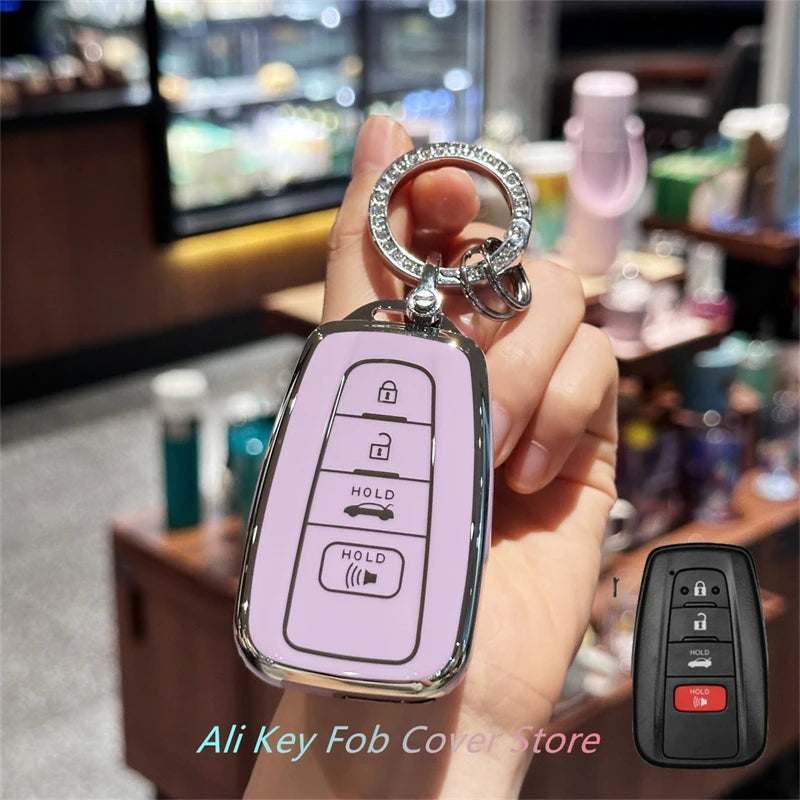 for Toyota Key Fob Cover For 2020-2024 Highlander 2018-2024 RAV4 Camry C-HR Corolla Avalon Prius Key Shell Case Keychain