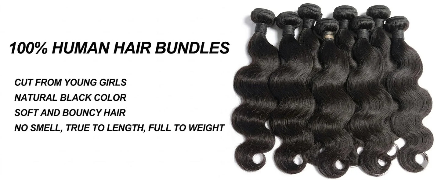 14A Body Wave Bundles Human Hair Brazilian Hair Weave Bundles Natural Black Human Hair Extensions 3 4 PCS Bundles For Women