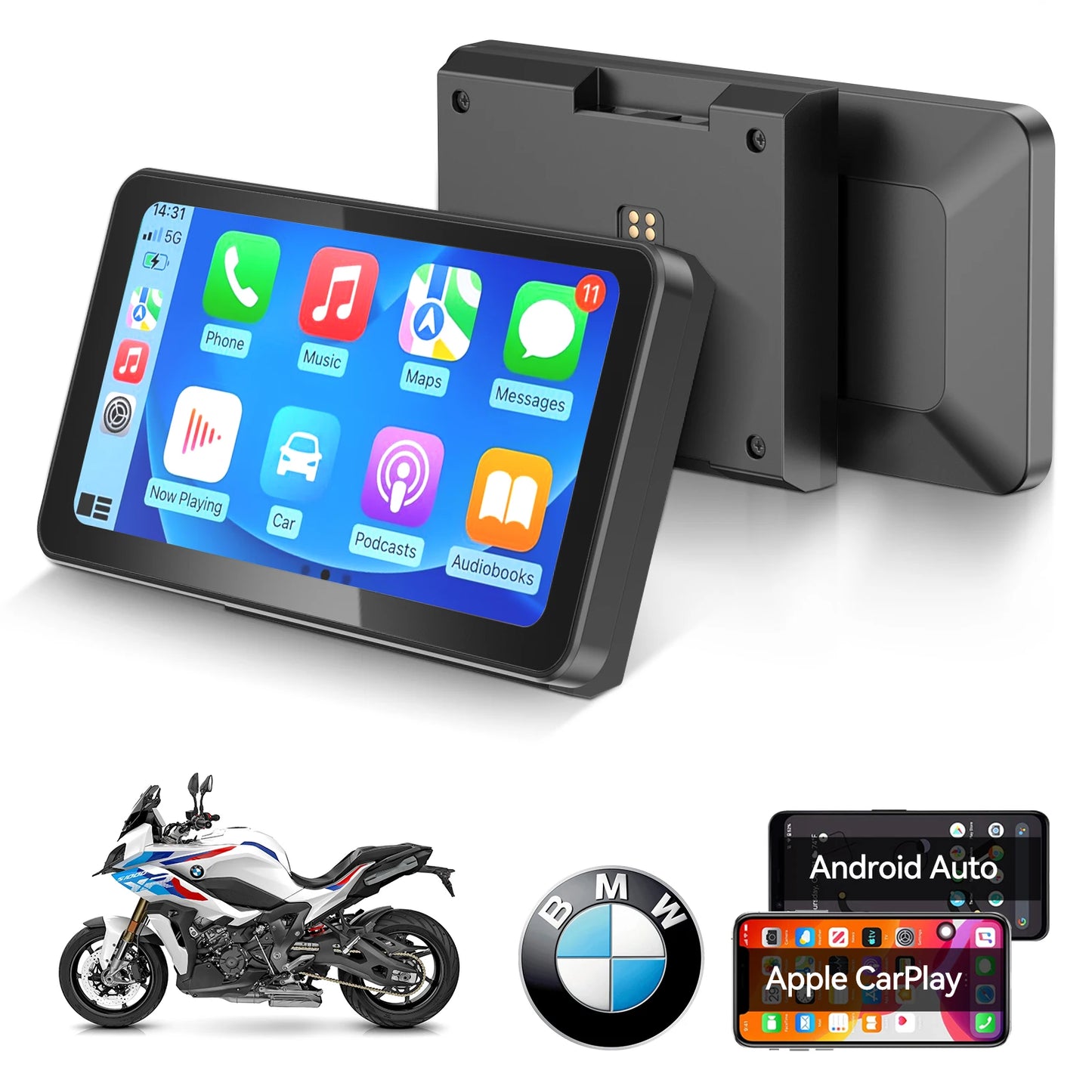 Spedal CL871B 6.25" Motorcycle CarPlay & Android Auto Screen — Waterproof, Quick-Release Mount for BMW Motorcycles
