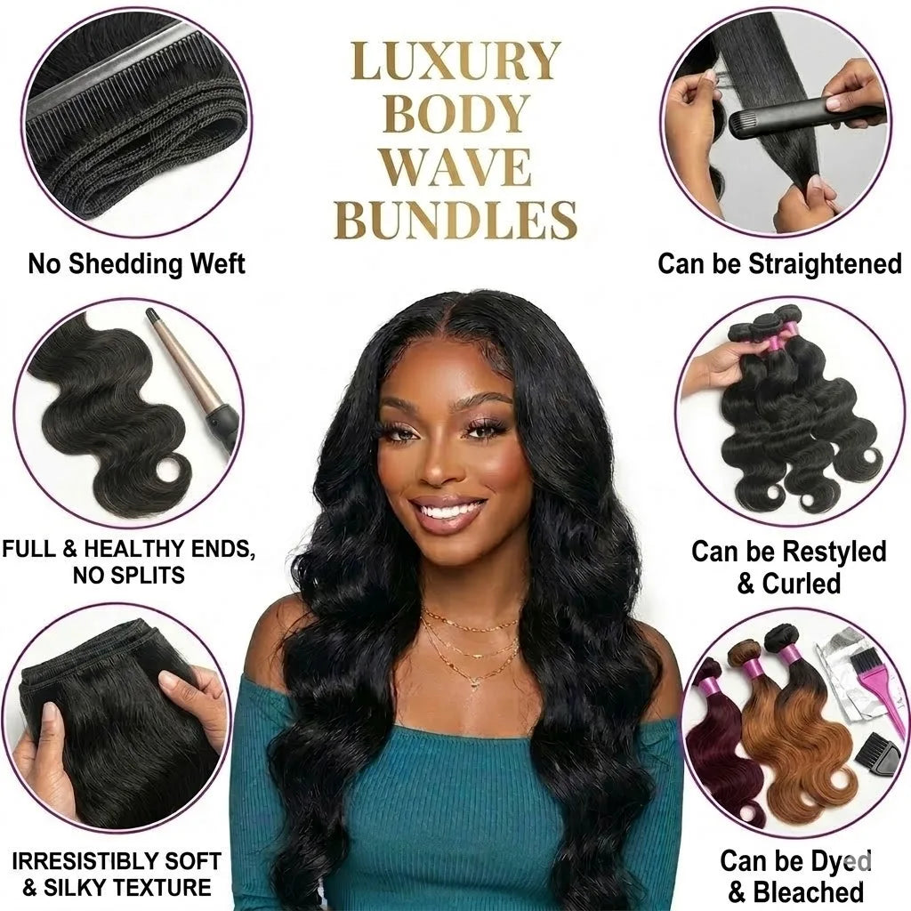 14A Body Wave Bundles Human Hair Brazilian Hair Weave Bundles Natural Black Human Hair Extensions 3 4 PCS Bundles For Women
