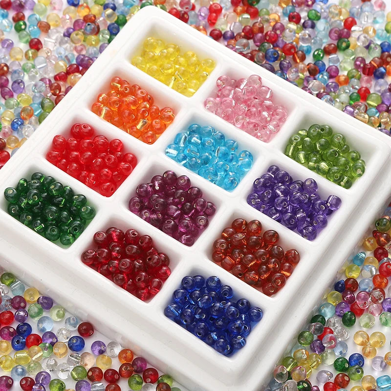 110pcs 4mm Silver Lined Seed Beads Water Drop Shape Czech Glass Beads For DIY Jewelry Making Crafts Charms Bracelets Accessories