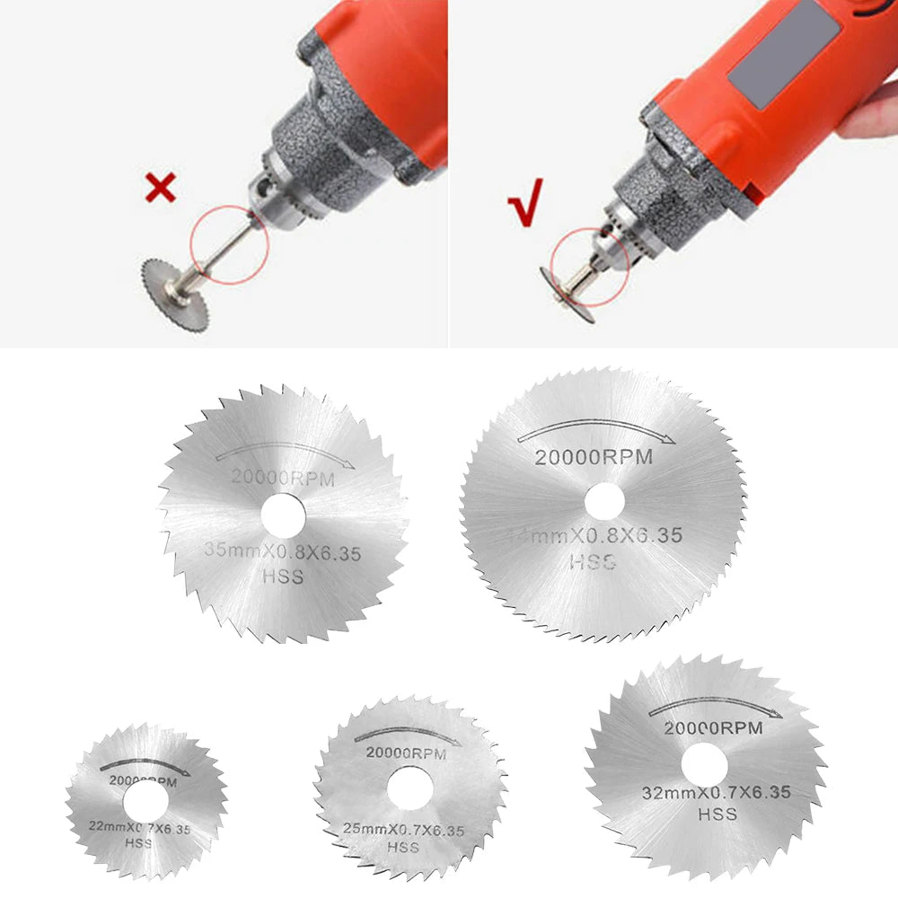 6-32Pcs Mini Circular Saw Blade Set Sanding Grinding Wheel Cutting Disc for Dremel Accessories Metal Cutting Rotary Tools
