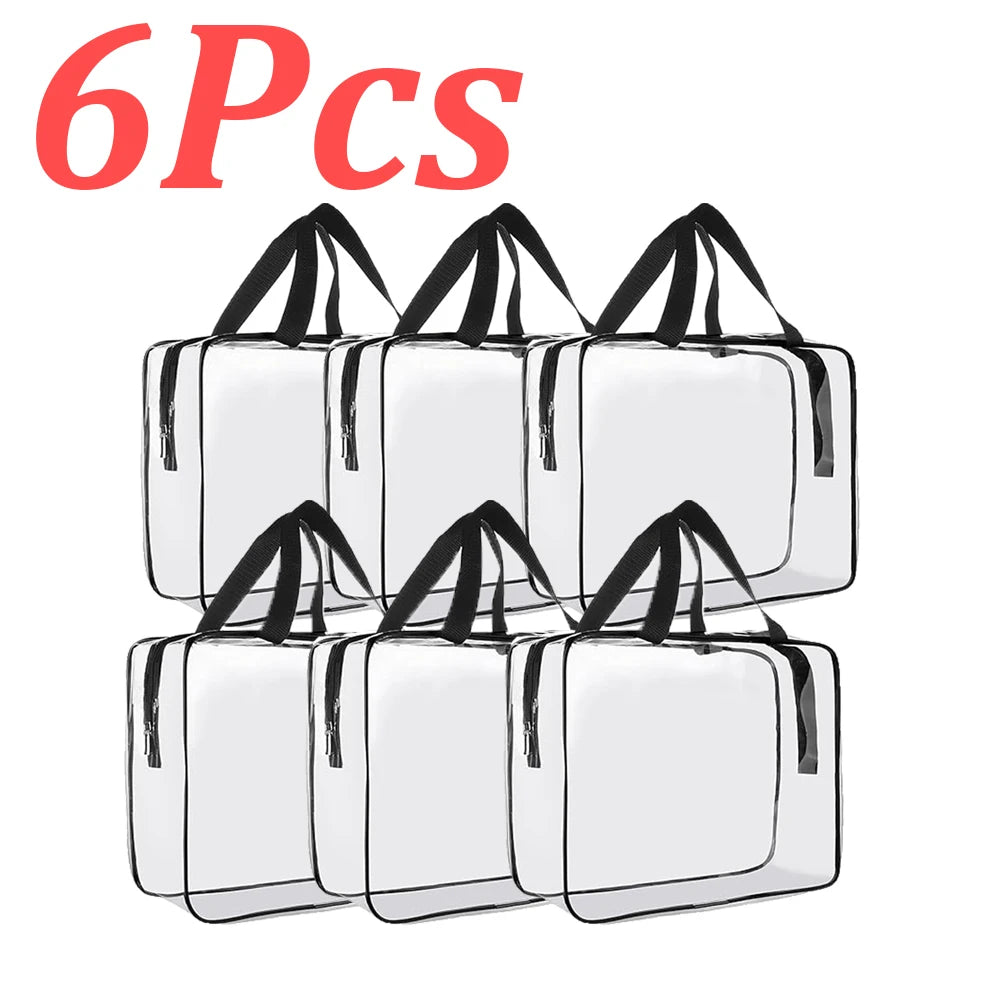 1-12Pcs Large Toy Storage Bags Reusable Clear PVC Travel Waterproof Organizer Bags Makeup Pouch for Books Building Blocks Puzzle