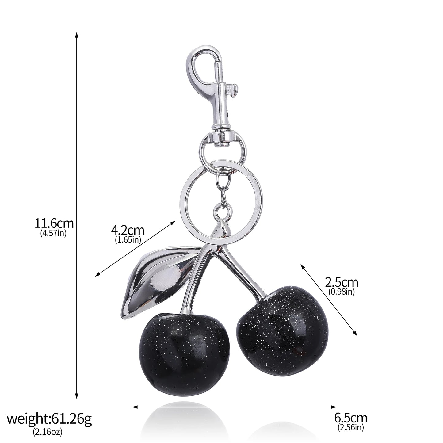 Cherry Crystal Bag Charm Keychain — Pink Fruit Keyring