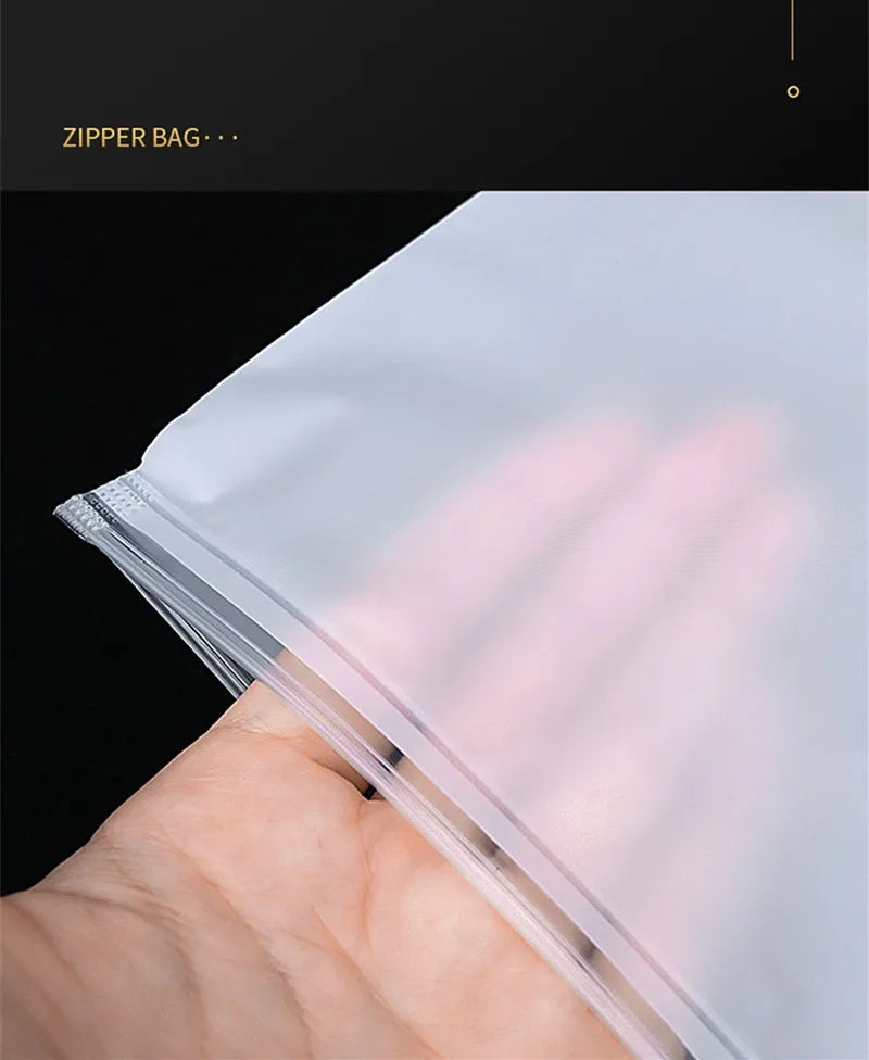 StoBag 10pcs Frosted Matte Zipper Bags Clothes Packaging Pouch Plastic Sealed Shirts Storage Shipping Reusable Organizer Pocket