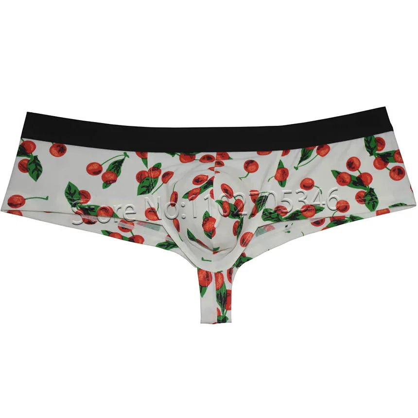 Men's Bikini Boxershorts Brazilain Underwear Male Swim Briefs ThongS Bulge Pouch Cheeky Trunk 1/2 Back Coverage Panties Printed