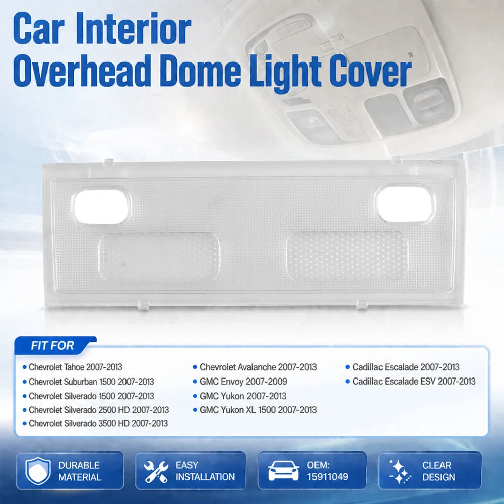 Clear Lens Car Interior Overhead Dome Light Cover Shell For 2007-2014 Chevy Silverado Sierra Tahoe Yukon Suburban Avalanche