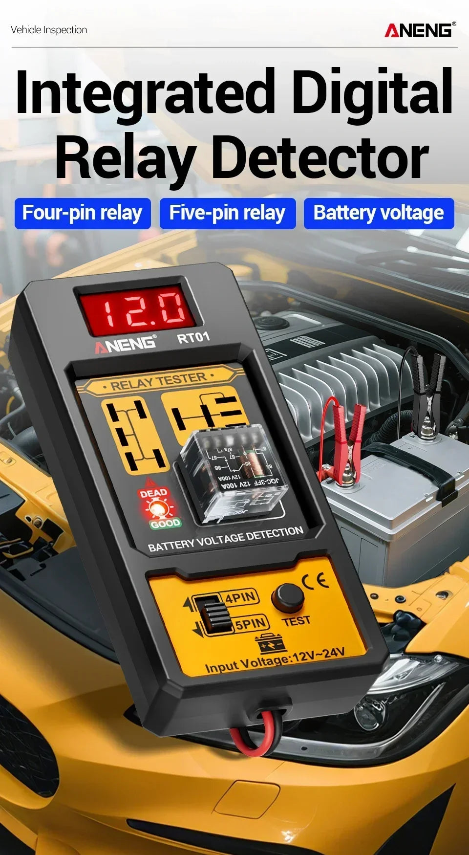 Car Relay Tester Voltage Tester ANENG RT01 Universal 11-25V Automotive Car Battery Check LED Indicator Light Relay Diagnostic
