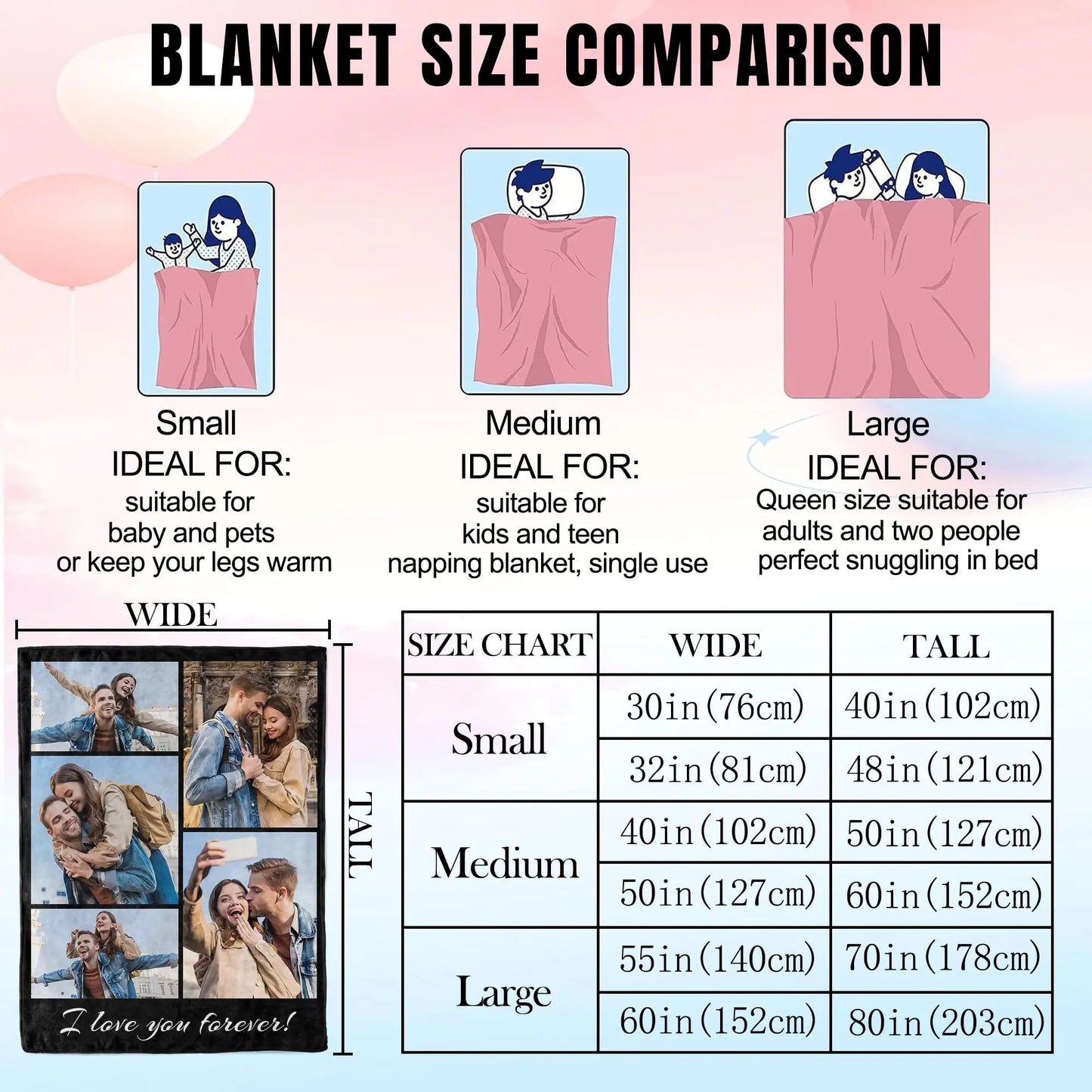 1pc Customized Blanket With Your Family Photo Warm Personalized Blankets for Lover Mom for Mothers' Day Fathers Bithday Gifts
