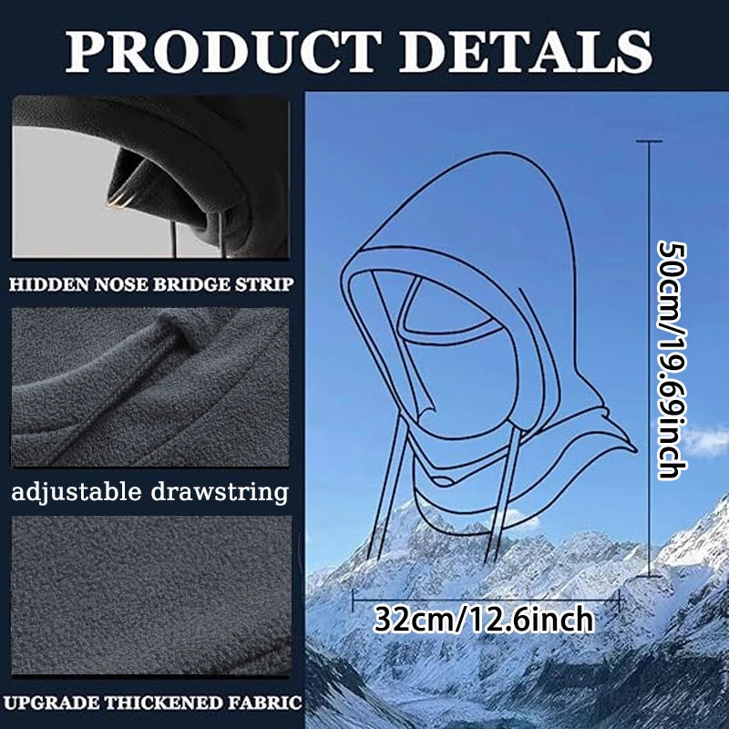 Knitted Hood Balaclava with Drawstring - Windproof Ski Mask - photo 3