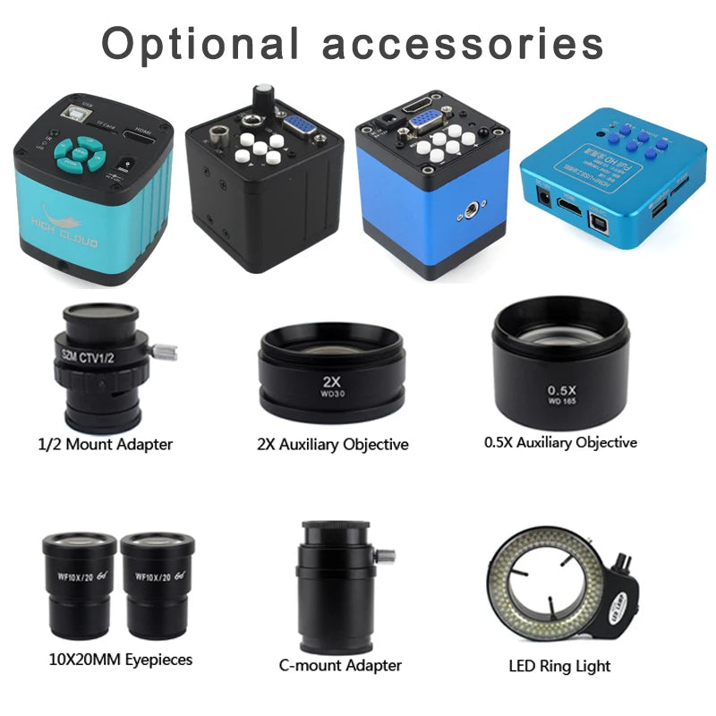 Trinocular Stereo Microscope — 3.5X–90X, 48MP 4K HDMI Camera