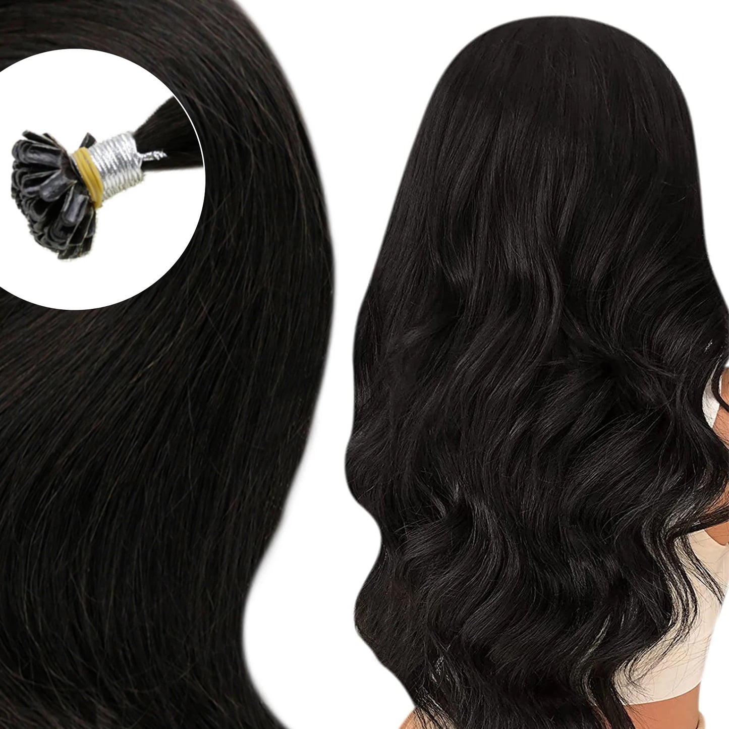 Full Shine U Tip Hair Extensions Fusion Hair Balayage Color 40-50g Keratin Glue Beads Prebonded Human Hair Extensiones