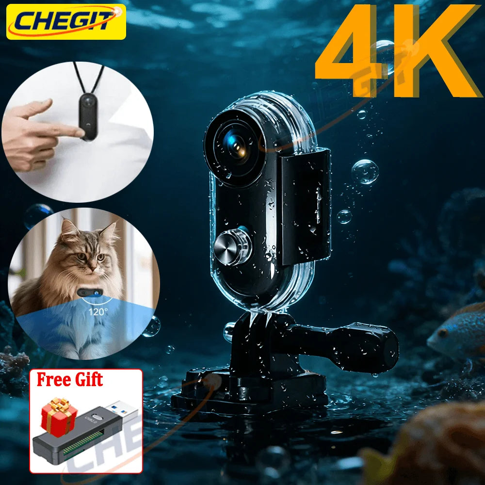 Mini 4K Pocket Body Cam — Magnetic Waterproof POV Vlog Camera