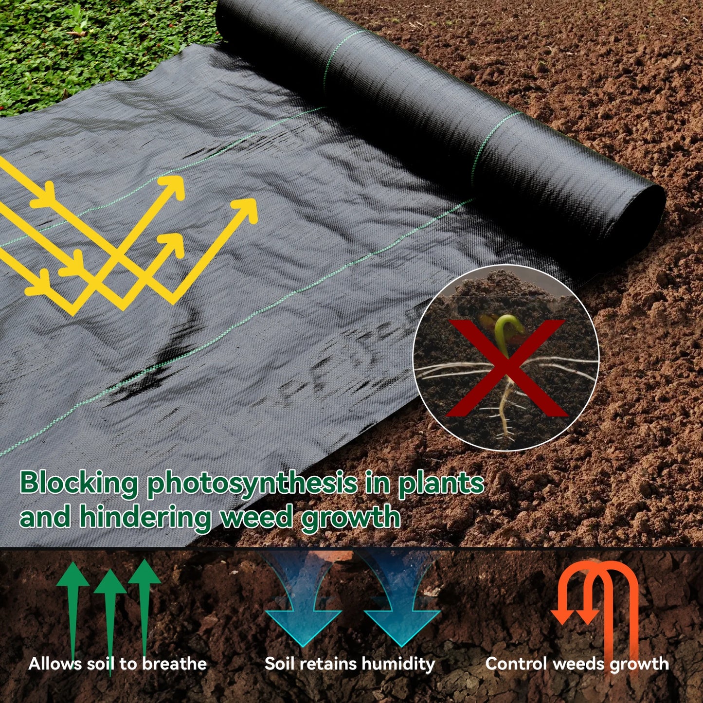 Durable Weed Barrier Fabric for Gardens & Landscaping