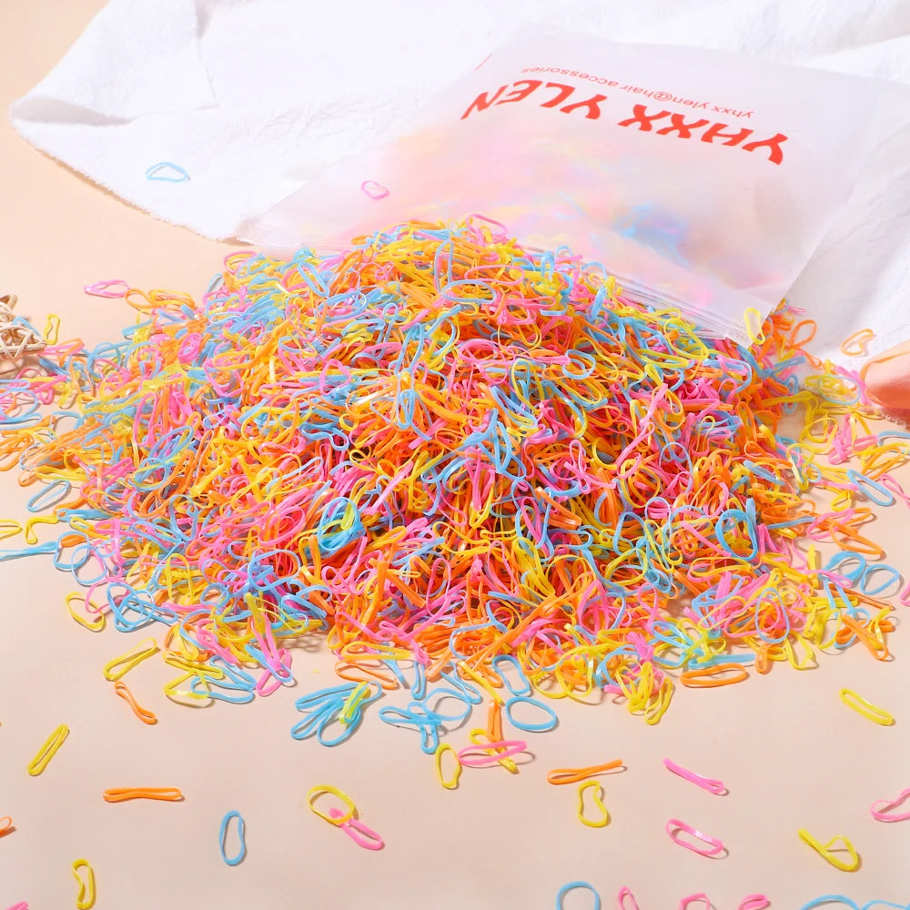 MMAlto Colorful Disposable Elastic Hair Ties for Girls – 500/1000/2026 Pcs Bulk Pack
