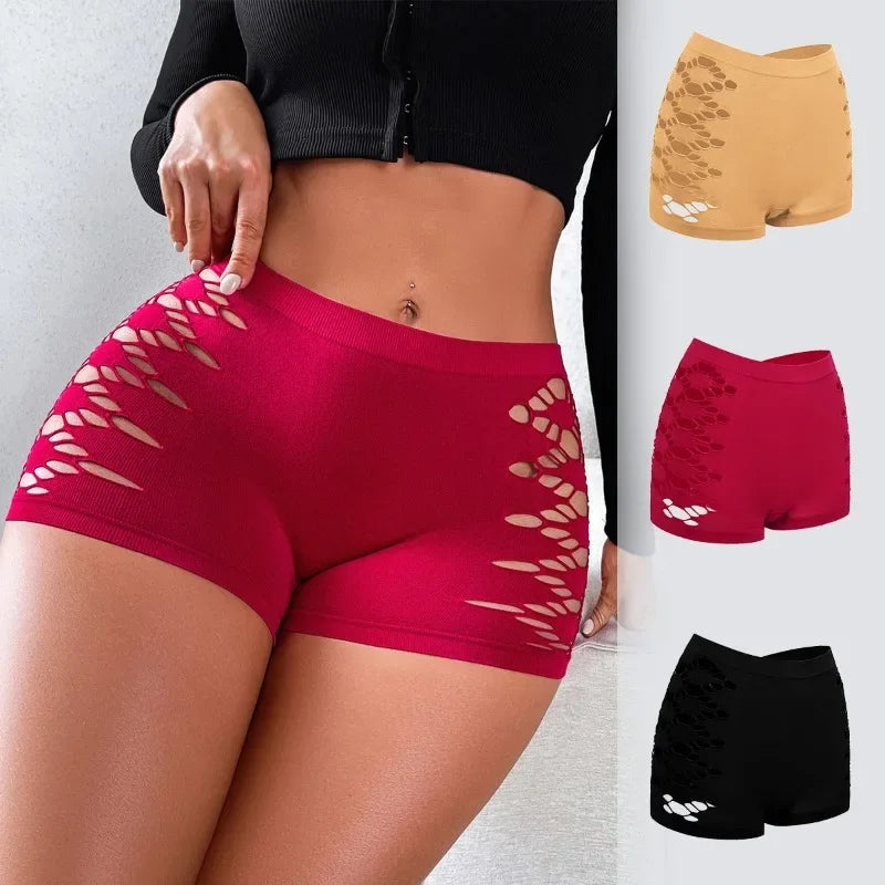 1PCS Hollow out Sexy Women's Hipster Boyshort Boxer Briefs Comfortable Sports Safety Underwear for Ladies