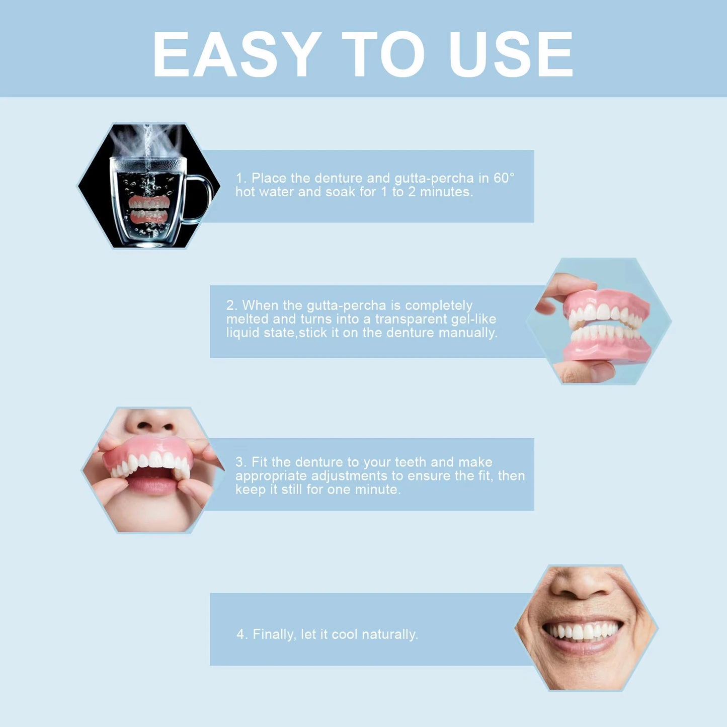 Upper & Lower Natural Silicone Dentures for Instant Confidence
