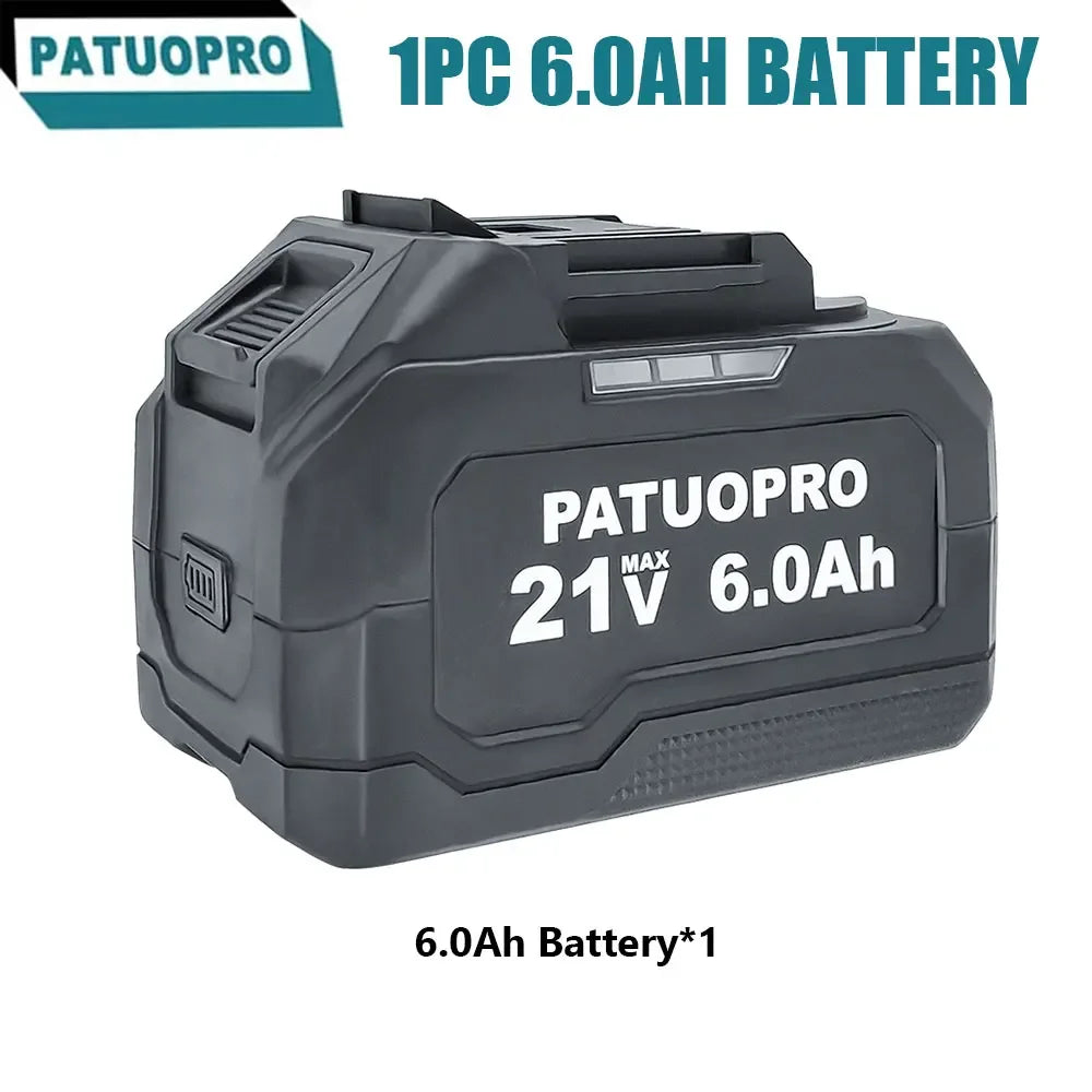 PATUOPRO 18-21V 2.0-6.0Ah Rechargeable Lithium Battery For Makita 18V Cordless Wrench Saw Drill Angle Grinder Blower Screwdriver