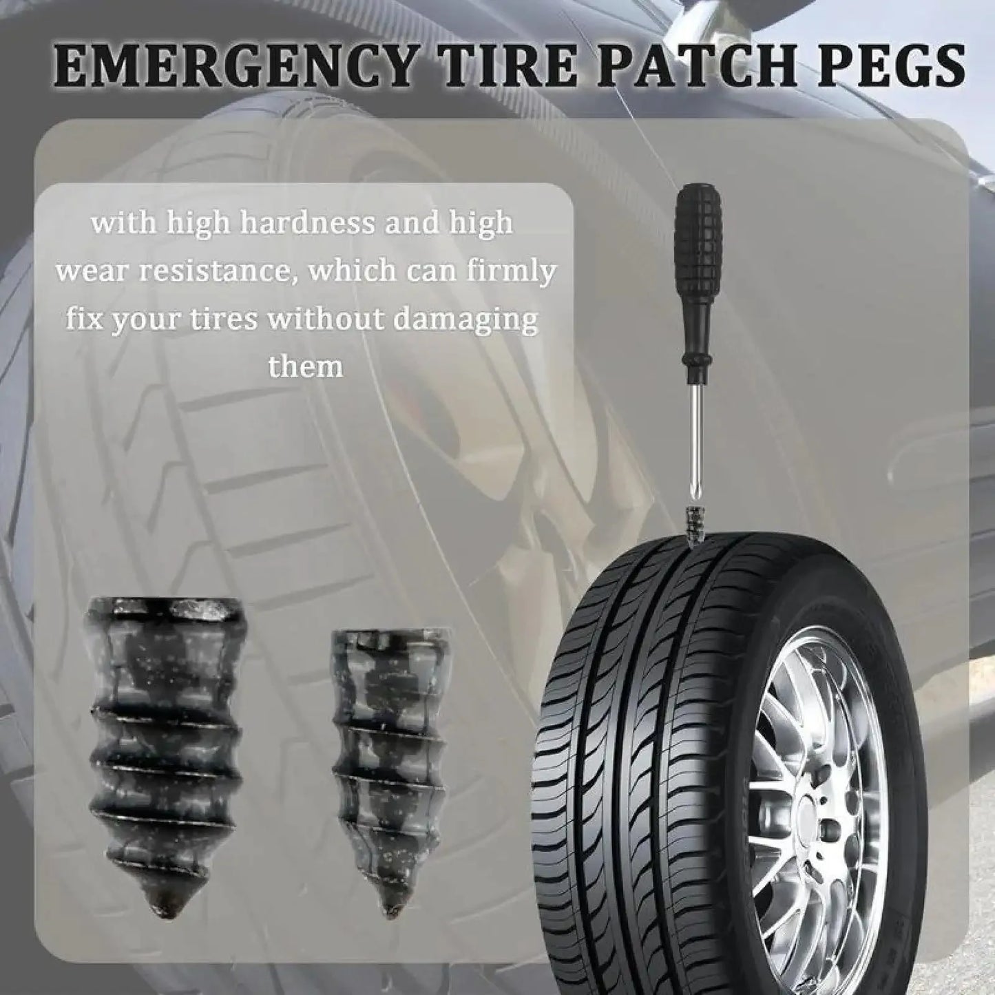 60PCS Tire Plug Kit, Vacuum Tyre Repair Screws Fast Repair Kit with a Box, Tire Repair Rubber Nails, Screwdriver, for Car