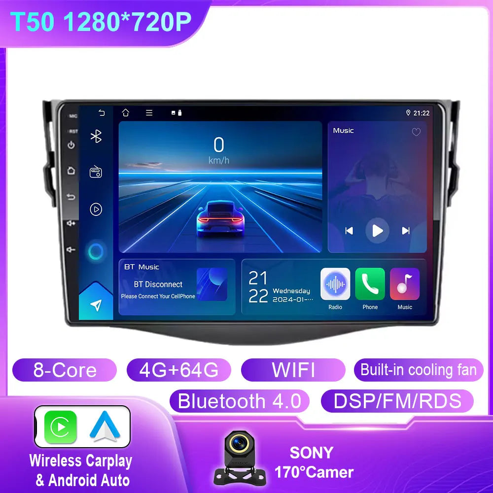Android Carplay Auto For Toyota RAV4 Rav 4 2005 - 2009 2010 2011 2012 2013 Car Radio Multimedia GPS Player Stereo WIFI 4G BT DSP