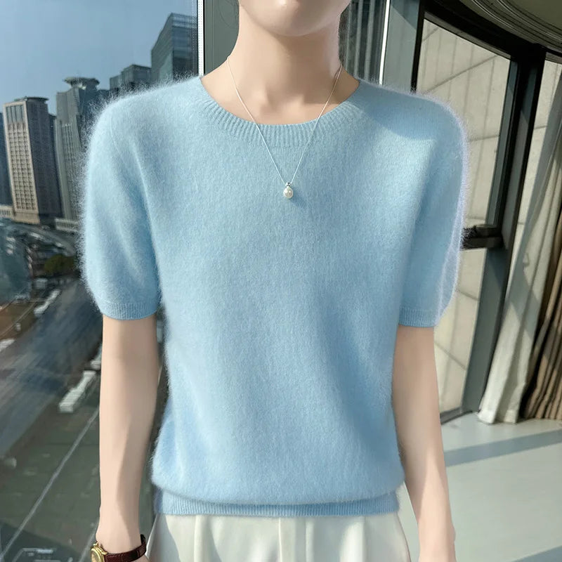Women's Short Sleeve Knit Sweater Top