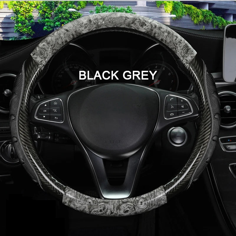 Car Truck PU Leather Embossed Steering Wheel Cover Steering-Wheel For Auto Diameters 36 38 40 42 45 47 50CM 7 Sizes to Choose