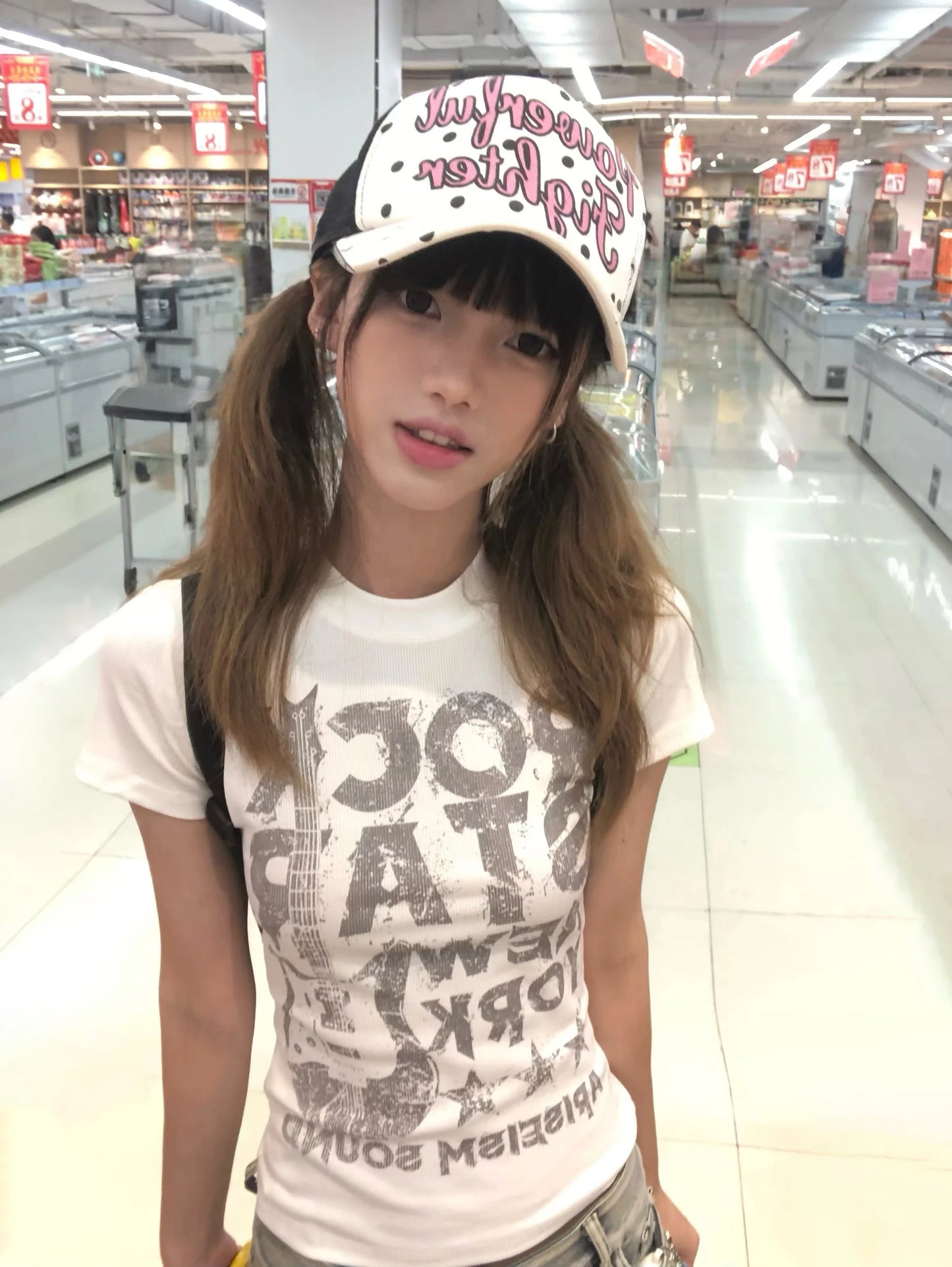 Karrram Japanese Y2k Letter Print T-shirt 2000s Style Short Sleeve Crop Top Vintage Harajuku Ribbed Tee Shirt American Retro 90s