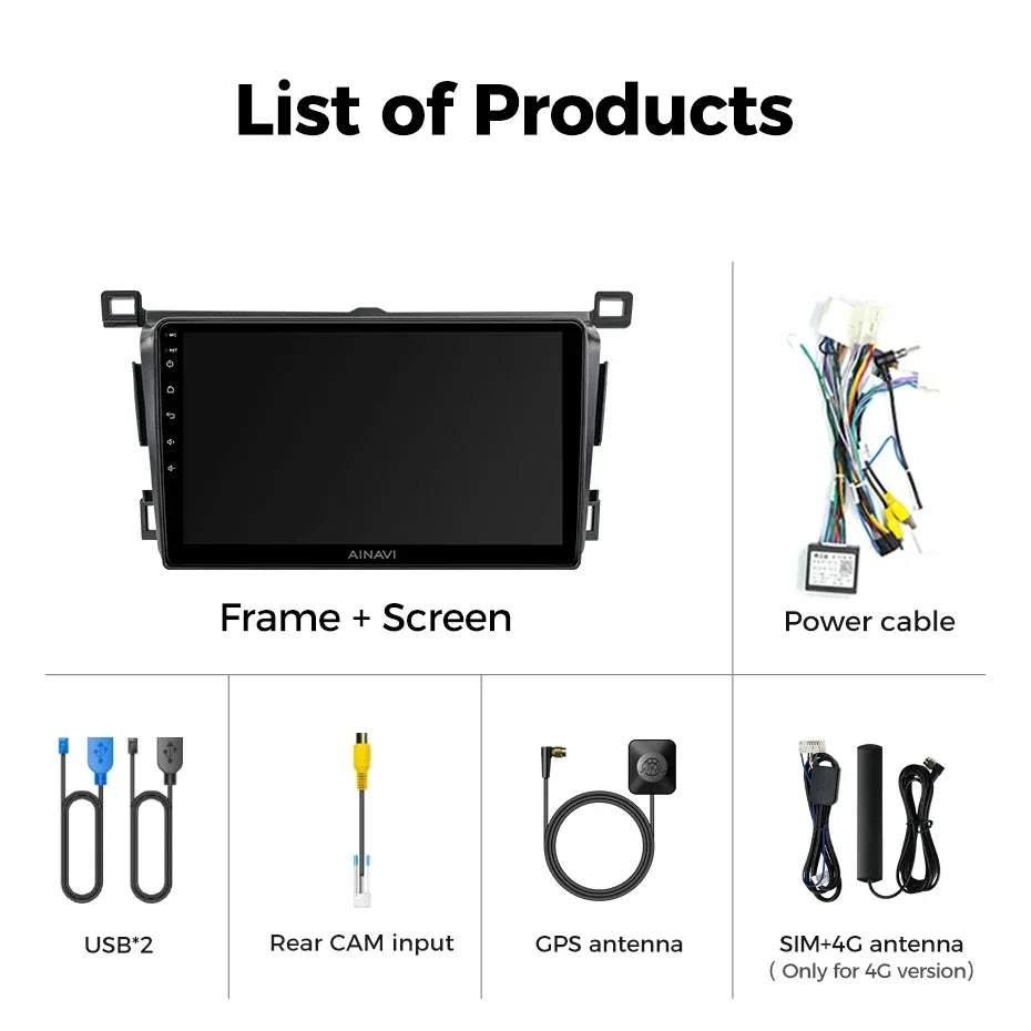 Ainavi Car Radio Multimedia Player For Toyota RAV4 RAV 4 XA40 2013-2019 RHD LHD Android 12 Auto Wireless Carplay Car Stereo DSP
