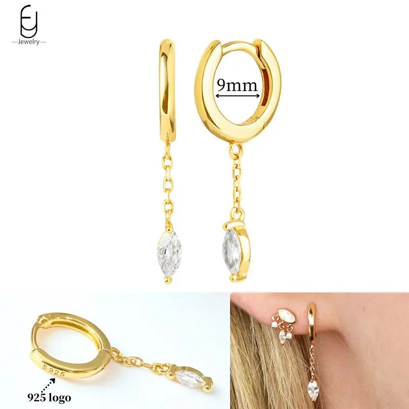 925 Sterling Silver Crystal Drop Earrings for Women - Heart & Flower Studs
