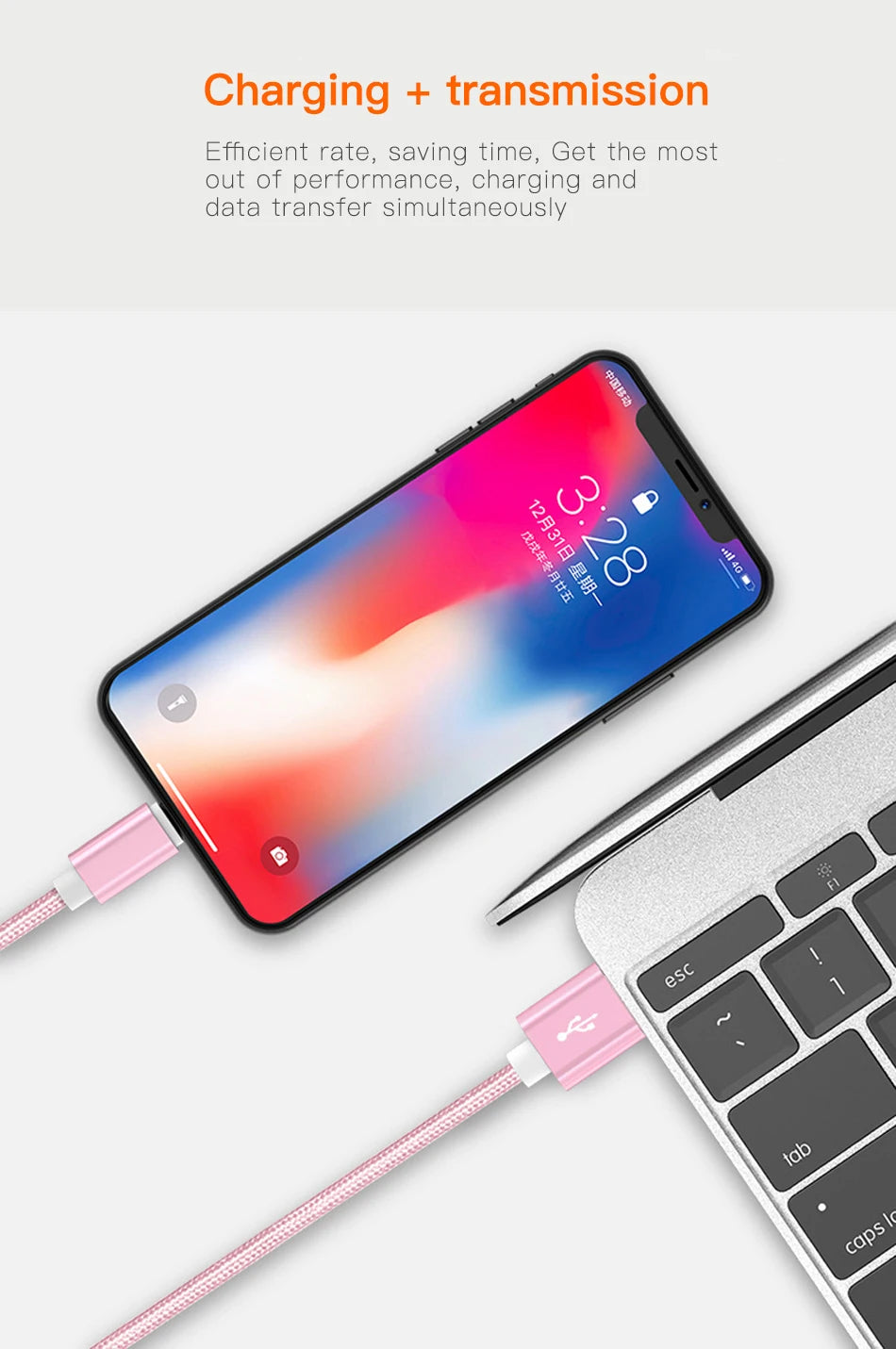 66W 6A Fast Charger Type C Cable USB C 1m 2m 3m Nylon Cable For iPhone 13 12 Xiaomi Huawei Samsung iPad For iphone charger Cable