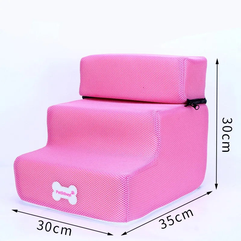 Hot Dog House-Style 3-Step Pet Stairs - Anti-Slip
