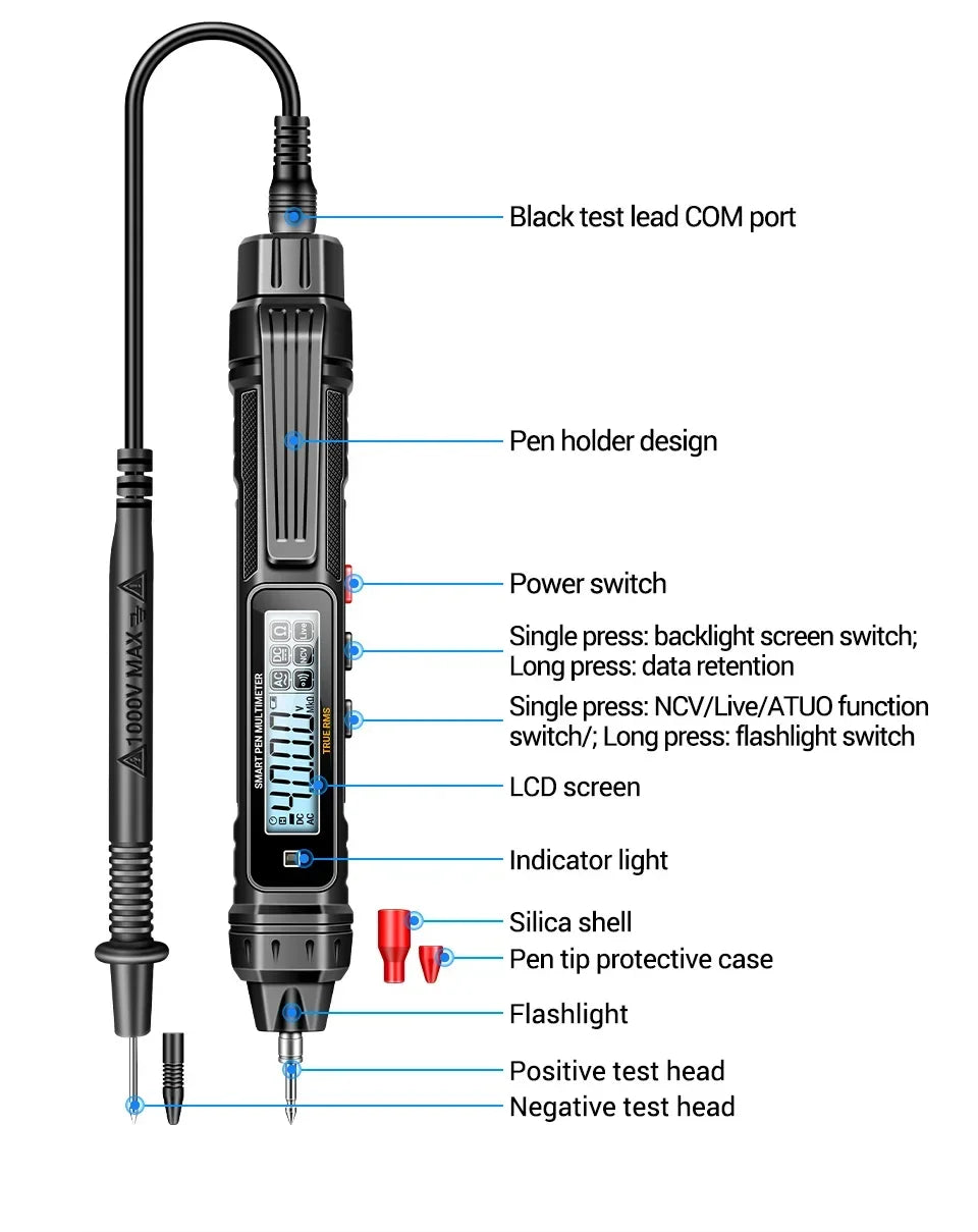 A3005+B20 Digital Multimeter Professional Insulated Voltage Test Pen Non-Contact AC/DC VoltageTester Double Head Screwdriver