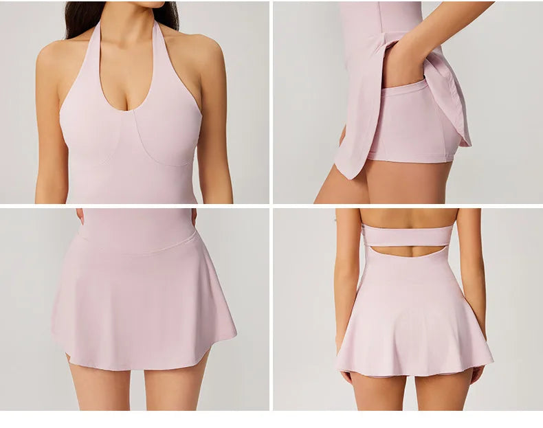 Women's Sleeveless Yoga Romper Jumpsuit – Gym Fitness One-Piece Sportswear | S–XL (Beige, Black, Sky Blue, Pink)