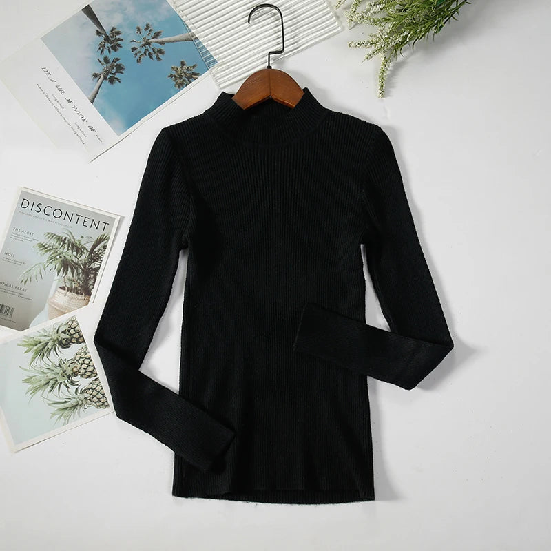Women's Soft Turtleneck Sweater — Cotton Blend Knit