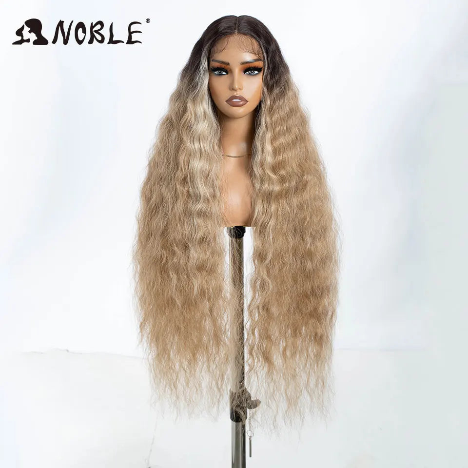 Noble Cosplay Synthetic Lace Wigs For Black Women Long Curly Hair 42 Inch Cosplay Blonde Ombre Lace Front Wig Synthetic Lace Wig