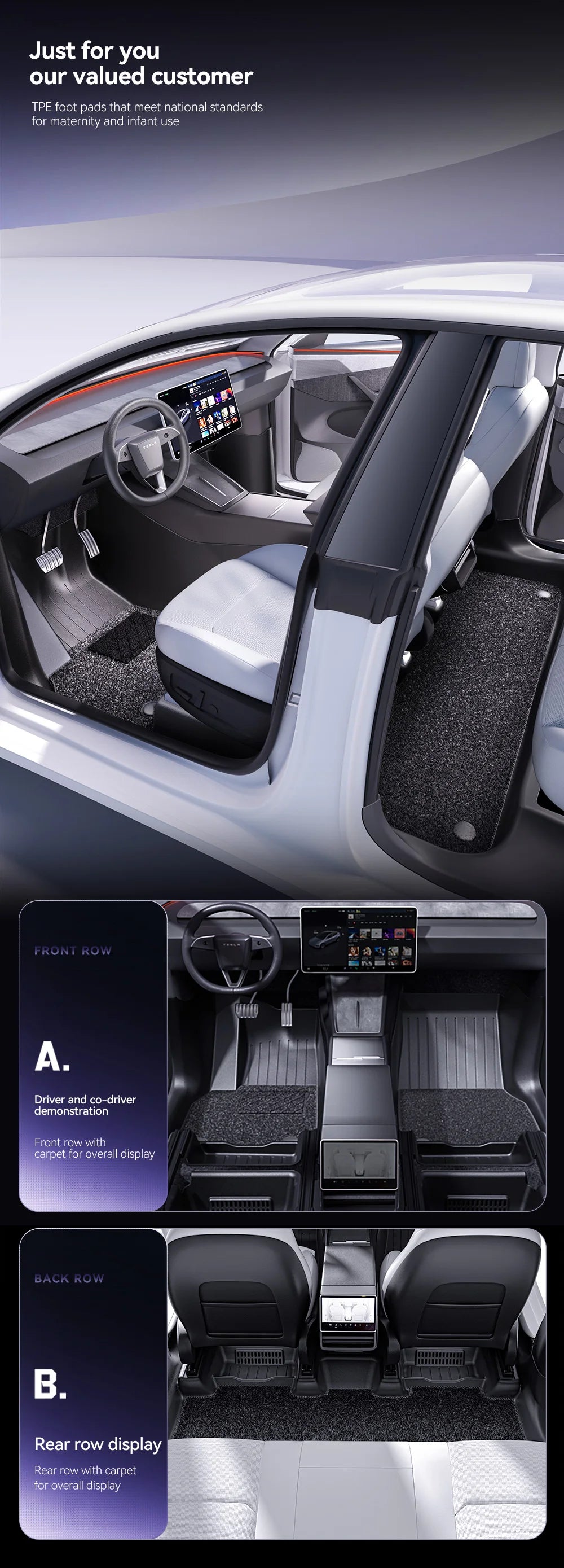 YZ 360° Full Cover TPE Injection Floor mat waterproof Anti-Slip Set Floor Liner Mat For Tesla Model Y Juniper 2026-2026