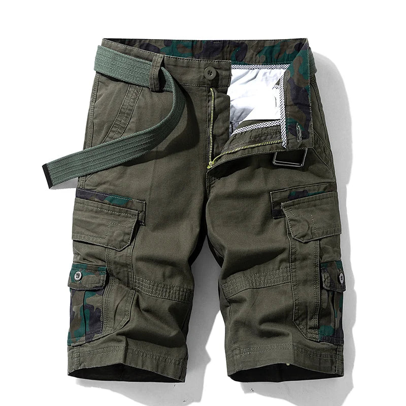 Men's Cargo Camouflage Shorts — Cotton Multi-Pocket Casual Beach Shorts