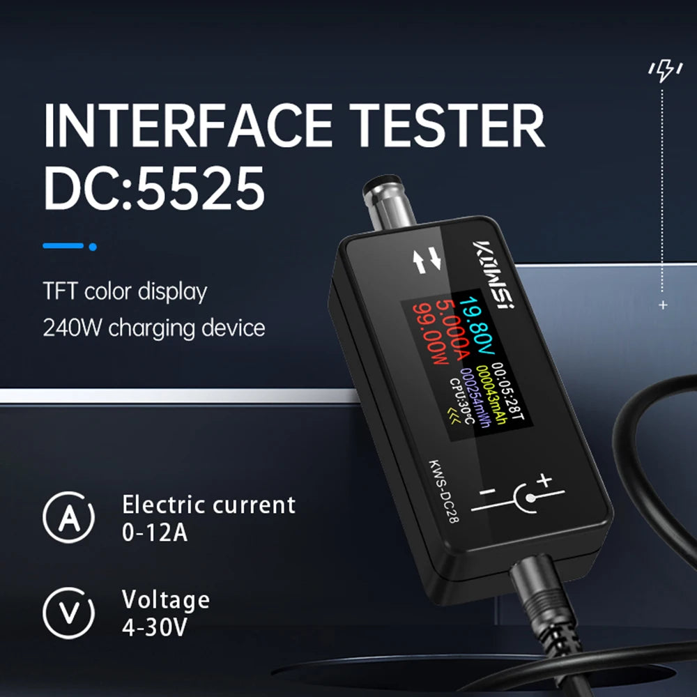 KWS-DC28 0.96 inch TFT HD Digital Display DC Voltage Ammeter Power Meter Cell Phone Charging Tester Detector Electrician Tool