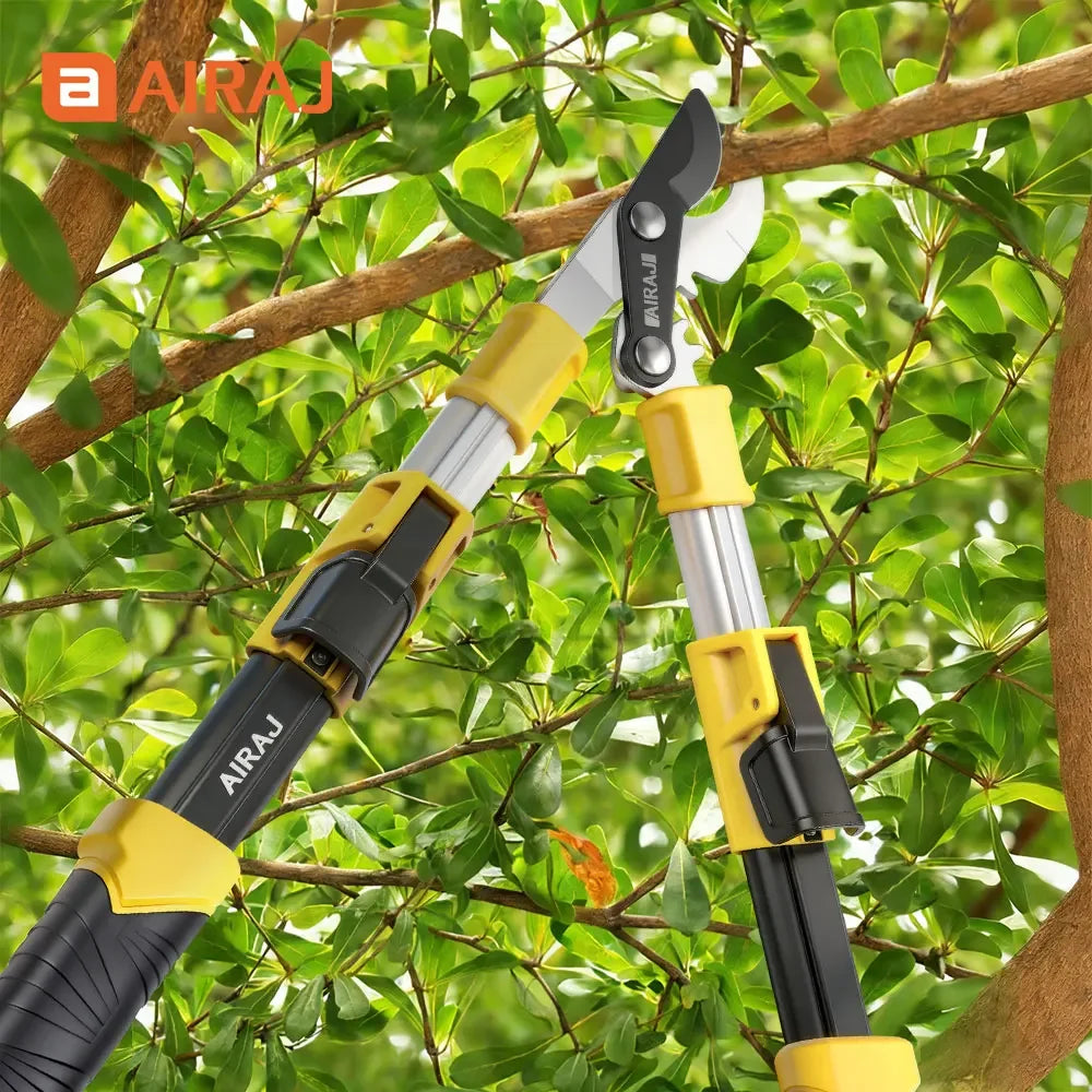 AIRAJ Extendable Pruning Shears – SK5 Toothed Blade Loppers with Aluminum Handles for Branches