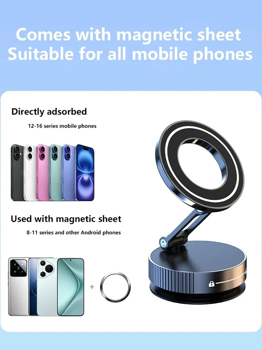 Car Mount Electric Vacuum Magnetic Holder Foldable Strong Suction Stand Cell Phone For iphone 12 13 14 15 16 17 Live Streaming