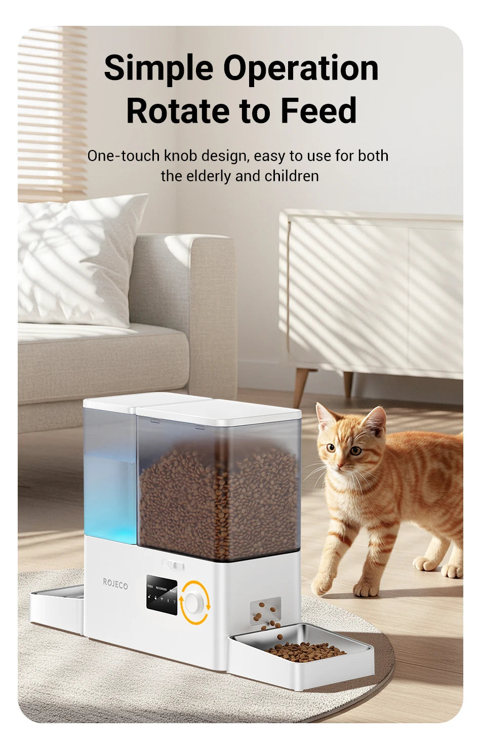 Automatic Pet Feeder with Water Fountain, 5L Food and 3.5L Water