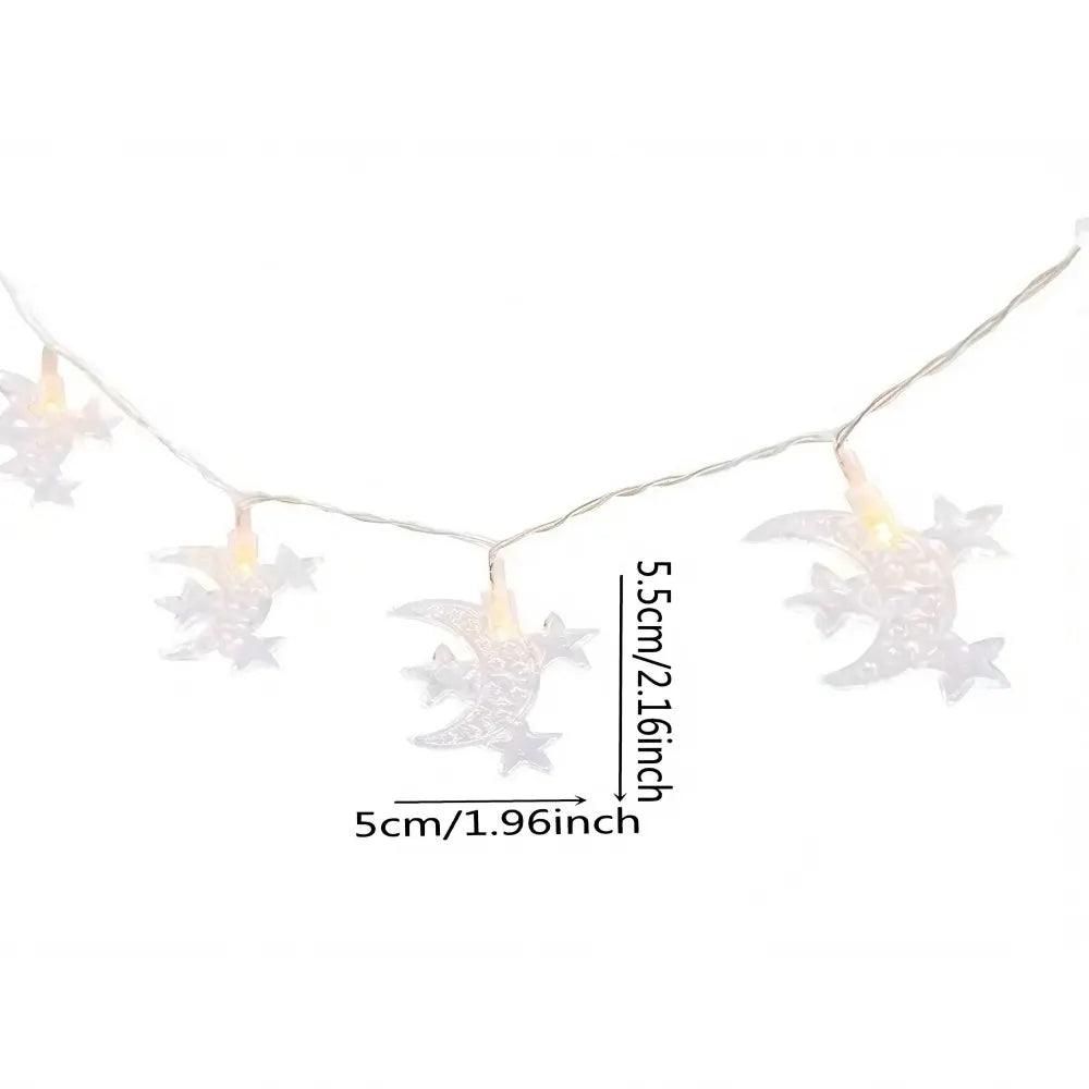 1pc Three Stars Moon String Lights - 59.06/118in LED Fairy Lights for Ramadan, Home Decor, Bedroom, Party, Islamic Festival