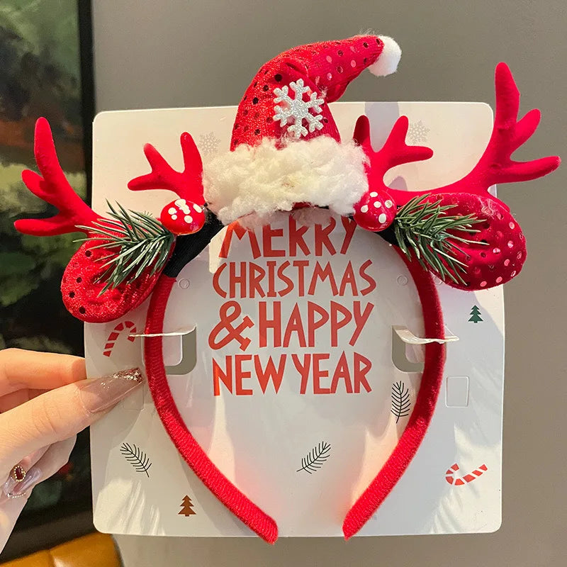 Christmas Decoration Hairband Cute Antler Santa Claus Snowflakes Christmas Eve Headwear Fashion New Year Party Hair Accessories
