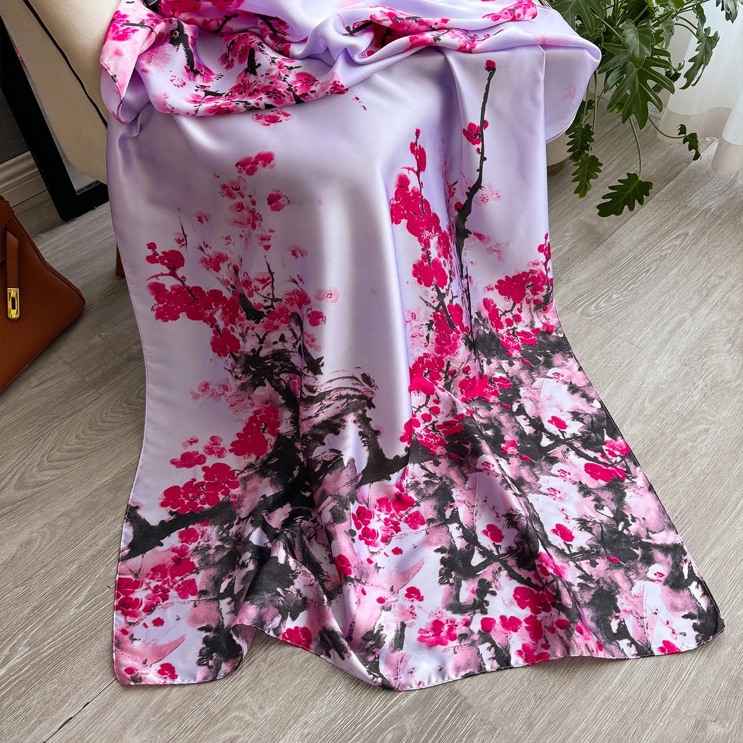 Latest Spring High Quality Soft Silk Scarf Women Ladies Elegant Floral Scarf Fashion Shawl Beach sun Protection Designer Scarf
