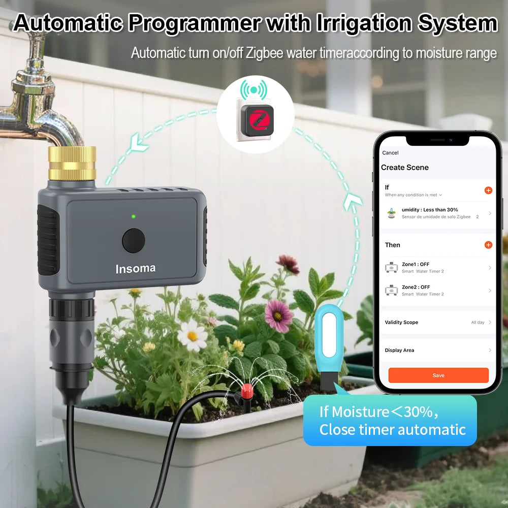 Tuya Zigbee Soil Sensor Humidity Temperature Moisture Detector Smart Life Home Assistant Real Time Monitor for Plant Garden