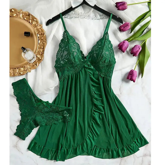 Women's Lace Slip Nightdress - Sheer V-Neck Full Slip Sleepwear - photo 5