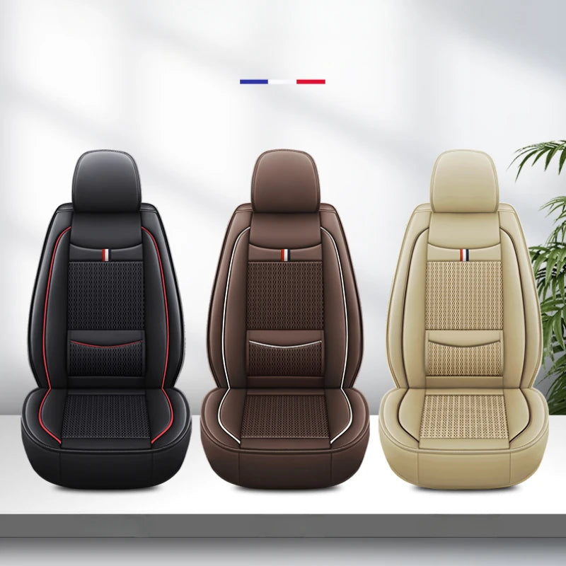 7-Seater Ice Silk & PU Leather Car Seat Cover Set for MPV