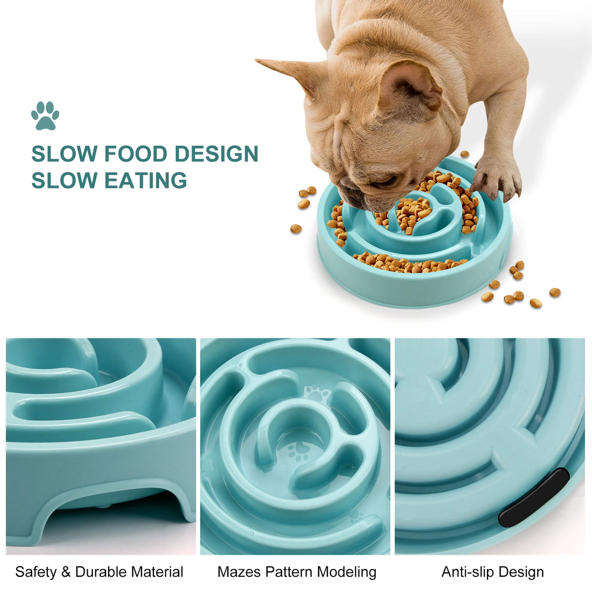 Macaron Color Slow Feeder Bowl - Maze or Circle Pattern for Pets - photo 3